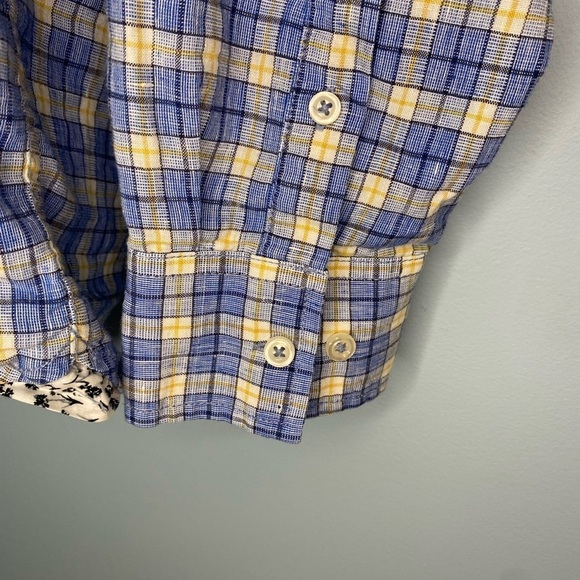 Tommy Bahama Shirt Mens Large Blue Plaid Linen Blend Long Sleeve Logo - Picture 9 of 9